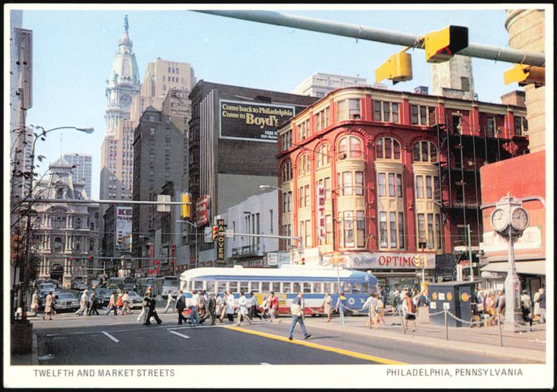 Twelfth and Market Streets Trolley and City Hall Philadelphia Pennsylvania