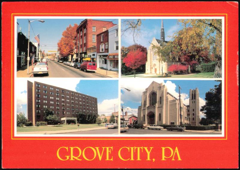 Broad Street, Harbison Chapel, and College View Towers Grove City Pennsylvania