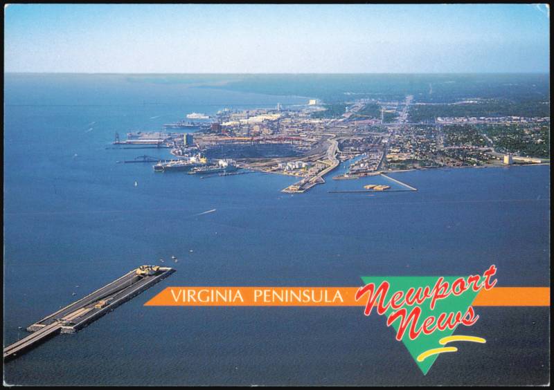 Aerial View of Newport News and I-664 Bridge-Tunnel Virginia