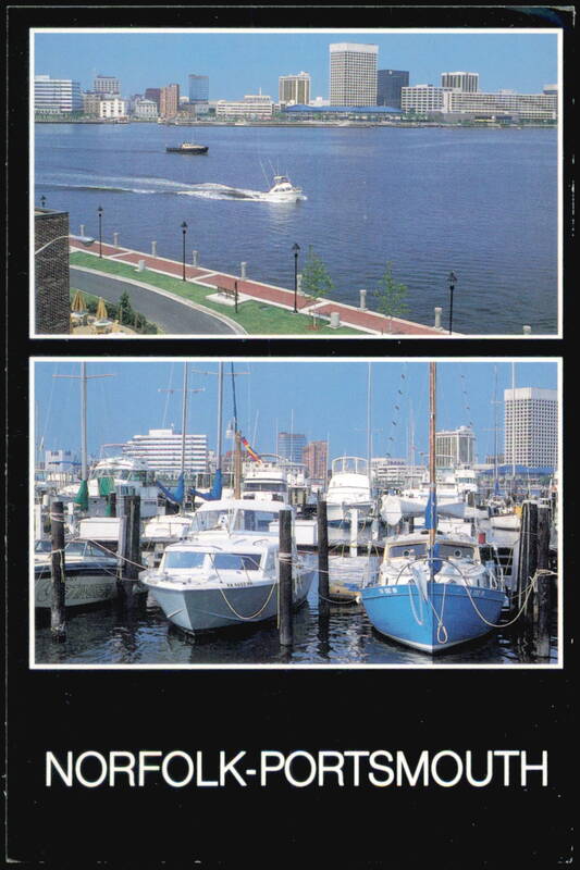 Norfolk Skyline and Portsmouth Boat Marina Virginia