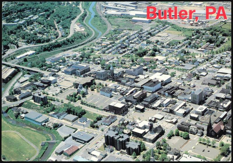 Aerial view of Butler County seat Pennsylvania Bron Miller