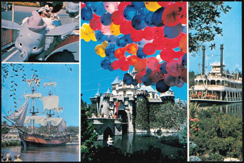 Disneyland Multi-View Castle, Dumbo, Ship and Balloons Anaheim California