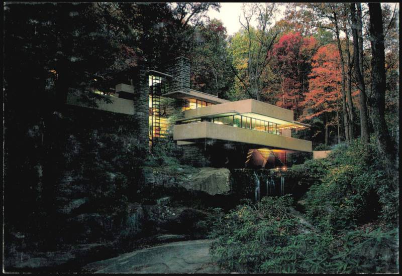 Fallingwater Frank Lloyd Wright Masterwork at Dusk Mill Run Pennsylvania