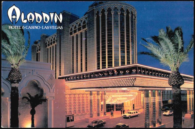 Aladdin Hotel & Casino Exterior Night View Las Vegas Nevada