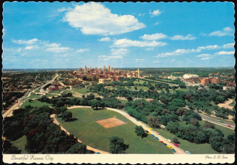 Beautiful Kansas City Skyline and Park Aerial View Missouri