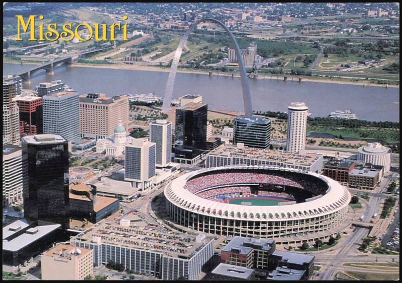 St. Louis Skyline with Gateway Arch and Busch Stadium Missouri