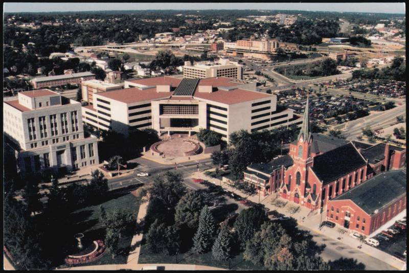State Capitol Dome View of Broadway and Truman State Office Buildings Jefferson City Missouri