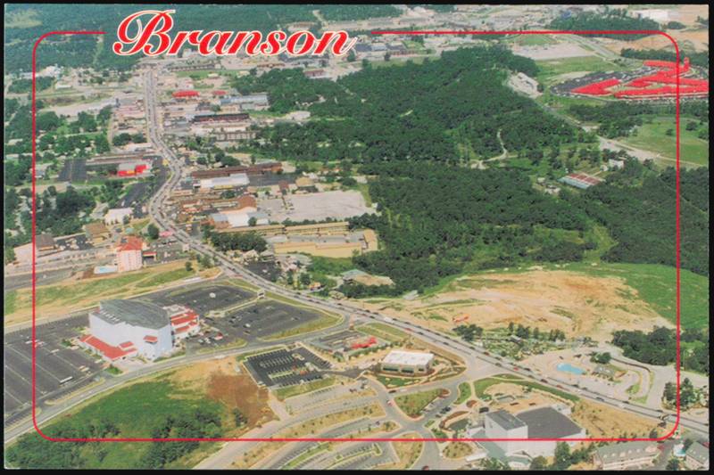 Aerial View of Route 76 West and Country Music Show Theaters Branson Missouri