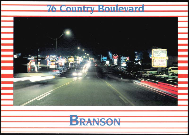 76 Country Boulevard Night Scene with Celebrity Theatre Branson Missouri