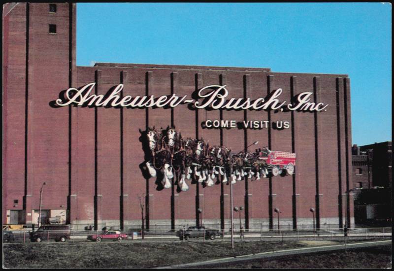 Anheuser-Busch Stockhouse Clydesdale 8-Horse Hitch Sign St. Louis Missouri