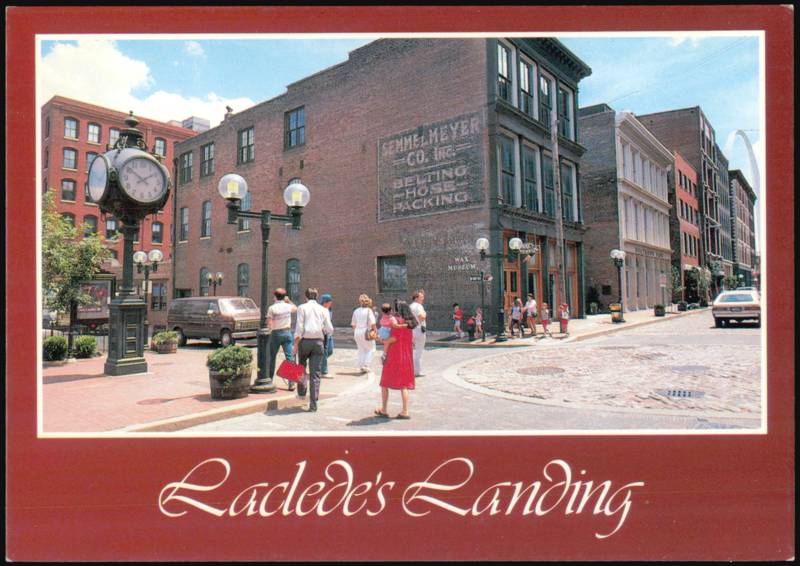 Laclede's Landing Cobblestone Street Scene and Clock St. Louis Missouri