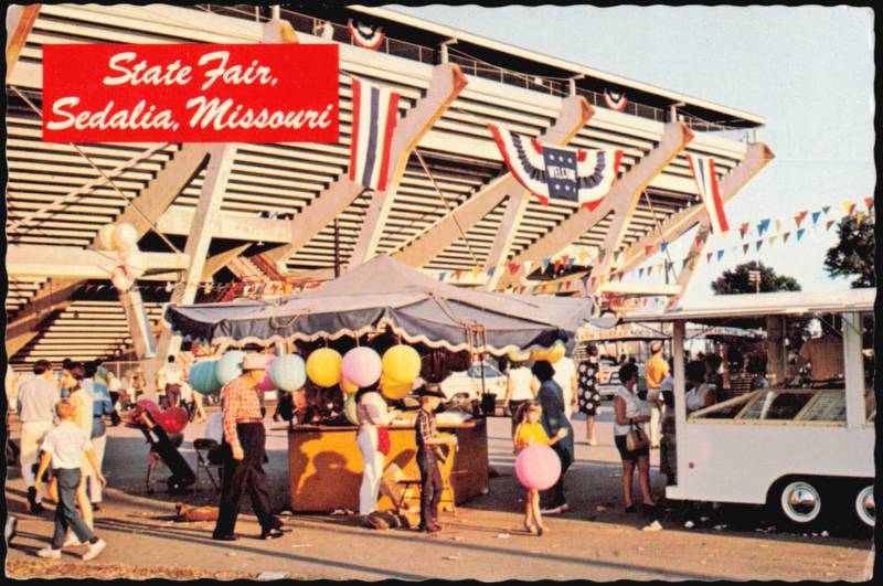 State Fair Scene with Grandstand and Food Stands Sedalia Missouri