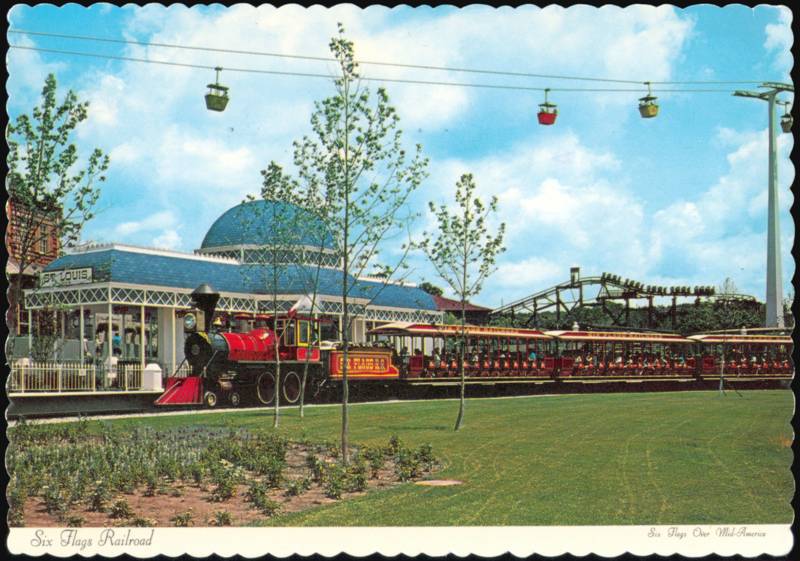 Six Flags Railroad and Sky Hook at Six Flags Over Mid-America Eureka Missouri