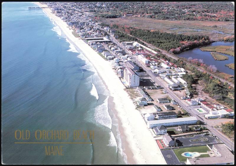 Aerial view of Old Orchard Beach and coastline Maine