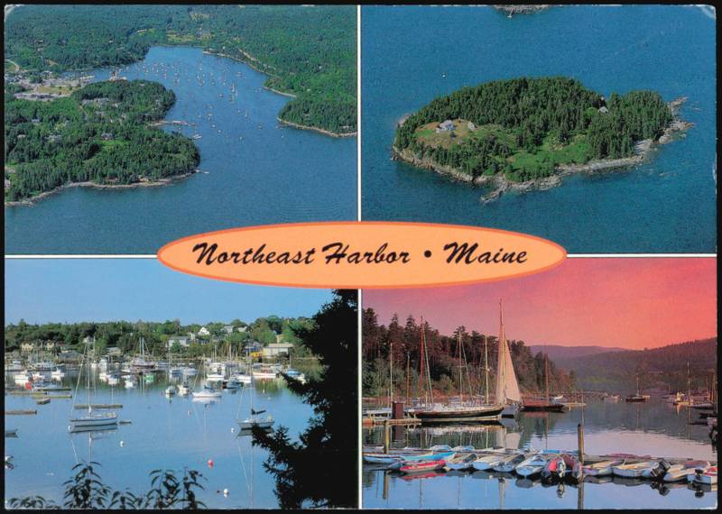 Four-View Collage of Harbor Scenes and Island Northeast Harbor Maine