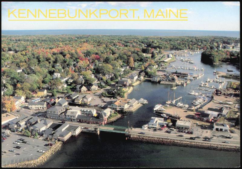 Aerial view of harbor and bridge Kennebunkport Maine