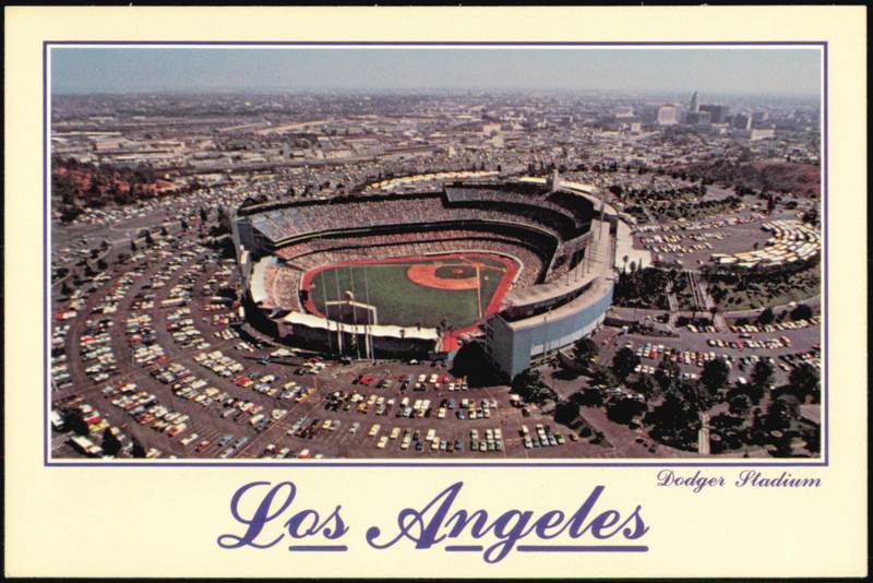 Dodger Stadium Aerial View and Parking Lot Los Angeles California