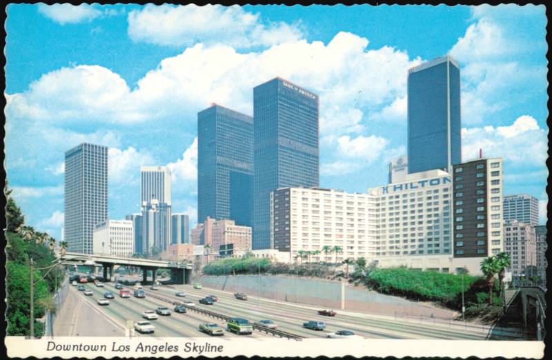 Downtown Los Angeles Skyline and Harbor Freeway California