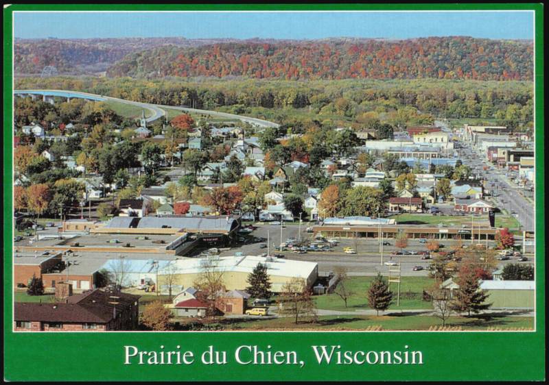 Blackhawk Avenue Toward Mississippi River and Highway Bridge Prairie du Chien Wisconsin