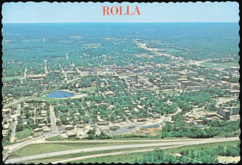 Aerial View of Rolla, Missouri, University Campus and Highway