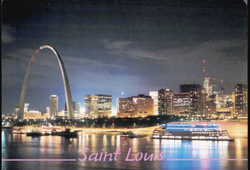 Gateway Arch and Mississippi River at Night St. Louis Missouri