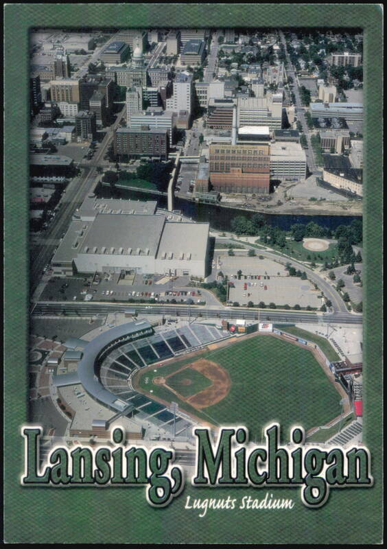 Lugnuts Stadium and Downtown Aerial View Lansing Michigan