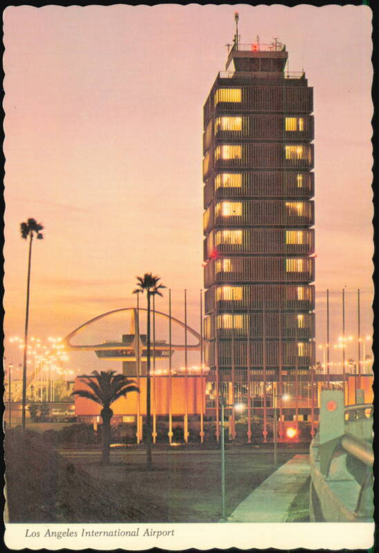 Control Tower and Theme Building at Night Los Angeles California