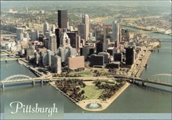 Downtown Golden Triangle and Point State Park Aerial View Postcard