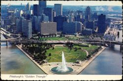 Pittsburgh's Golden Triangle and Point Park Fountain Postcard
