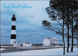 Snowy Bodie Island Lighthouse Outer Banks Postcard