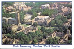 Duke University West Campus Gothic Architecture Aerial View Postcard