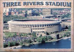 Three Rivers Stadium aerial view with cityscape and river Postcard