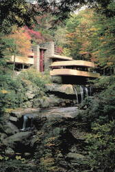 Fallingwater Frank Lloyd Wright Masterwork Fall Southwest Elevation Postcard
