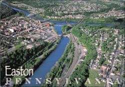 Aerial View of Rivers and Town Postcard