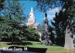 McKean County Court House and Civil War Monument Postcard