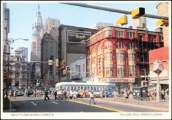 Twelfth and Market Streets Trolley and City Hall Postcard