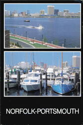 Norfolk Skyline and Portsmouth Boat Marina Postcard