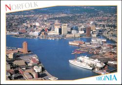 Aerial View of Downtown Norfolk and Harbor Postcard