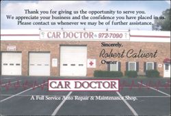 Car Doctor Full Service Auto Repair & Maintenance Shop Postcard