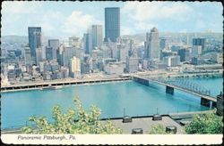 Panoramic View Across the Monongahela River with Smithfield Street Bridge Postcard