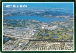 Aerial View Looking East Showing Famous Palm Beach Background Postcard