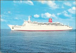 TS Hanseatic Deutsche Atlantik Linie Ship at Sea Postcard