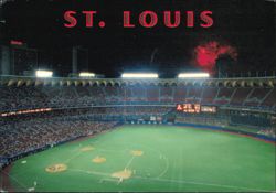 Busch Stadium Night View with Fireworks Postcard