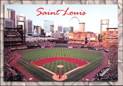 Busch Stadium and Saint Louis Skyline with Gateway Arch Postcard