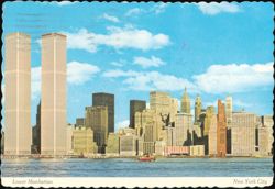Lower Manhattan Skyline and World Trade Center Towers Postcard