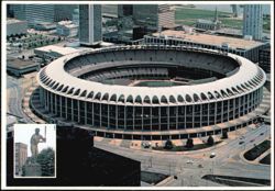 Stan Musial Statue and Busch Memorial Stadium Postcard