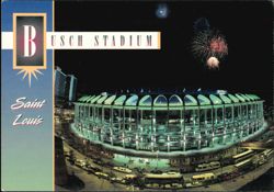 Busch Stadium Fireworks Display at Night Postcard