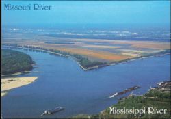 Aerial View of the Confluence of Missouri and Mississippi Rivers Postcard