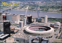 St. Louis Skyline with Gateway Arch and Busch Stadium Postcard