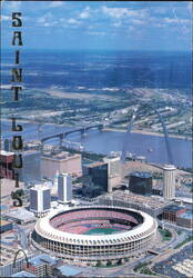 Busch Stadium, Gateway Arch and Mississippi River Postcard
